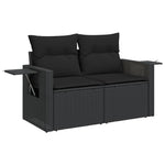 HKH 5 Pcs Conjunto Sofás de Jardim com Almofadões Vime Pe - Preto