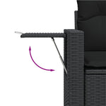 HKH 5 Pcs Conjunto Sofás de Jardim com Almofadões Vime Pe - Preto