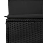 HKH 5 Pcs Conjunto Sofás de Jardim com Almofadões Vime Pe - Preto
