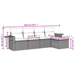 HKH 5 Pcs Conjunto Sofás de Jardim com Almofadões Vime Pe - Preto