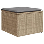 HKH 5 Pcs Conjunto de Sofás P/ Jardim com Almofadões Vime Pe - Bege