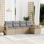 HKH 5 Pcs Conjunto de Sofás P/ Jardim com Almofadões Vime Pe - Bege