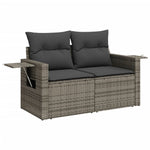 HKH 5 Pcs Conjunto Sofás de Jardim C/ Almofadões Vime Pe - Cinzento