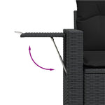HKH 4 Pcs Conjunto de Sofás para Jardim C/ Almofadões Vime Pe - Preto