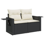 HKH 4 Pcs Conjunto de Sofás para Jardim C/ Almofadões Vime Pe - Preto