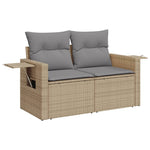 HKH 4 Pcs Conjunto de Sofás para Jardim C/ Almofadões Vime Pe - Bege