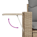 HKH 4 Pcs Conjunto de Sofás para Jardim C/ Almofadões Vime Pe - Bege