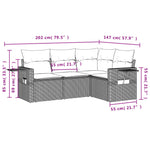 HKH 4 Pcs Conjunto Sofás de Jardim C/ Almofadões Vime Pe - Cinzento