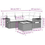 HKH 5 Pcs Conjunto Sofás de Jardim com Almofadões Vime Pe - Preto
