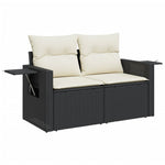 HKH 5 Pcs Conjunto Sofás de Jardim com Almofadões Vime Pe - Preto
