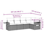 HKH 5 Pcs Conjunto Sofás de Jardim com Almofadões Vime Pe - Preto