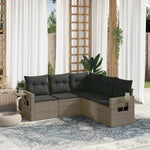 HKH 5 Pcs Conjunto Sofás de Jardim C/ Almofadões Vime Pe - Cinzento