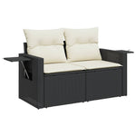HKH 5 Pcs Conjunto Sofás de Jardim com Almofadões Vime Pe - Preto