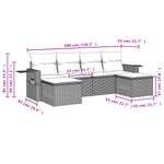 HKH 6 Pcs Conjunto Sofás de Jardim C/ Almofadões Vime Pe - Preto
