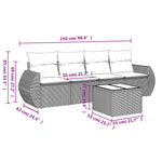 HKH 5 Pcs Conjunto Sofás de Jardim C/ Almofadões Vime Pe - Cinzento