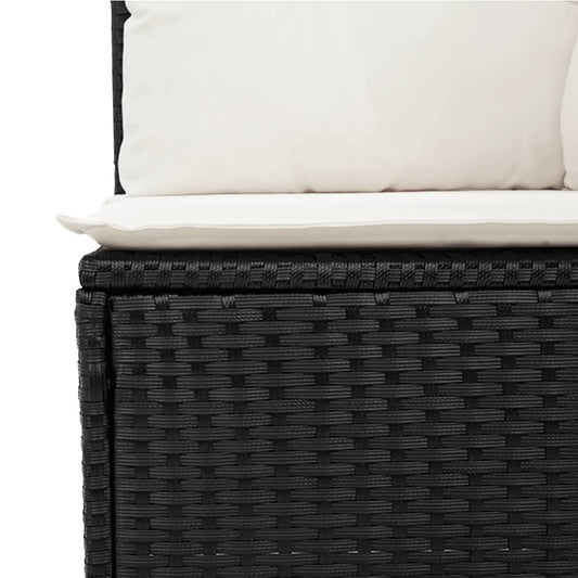 HKH 4 Pcs Conjunto de Sofás para Jardim C/ Almofadões Vime Pe - Preto