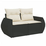 HKH 4 Pcs Conjunto de Sofás para Jardim C/ Almofadões Vime Pe - Preto