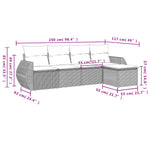 HKH 5 Pcs Conjunto Sofás de Jardim C/ Almofadões Vime Pe - Cinzento