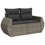 HKH 4 Pcs Conjunto Sofás de Jardim C/ Almofadões Vime Pe - Cinzento