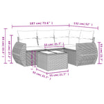 HKH 5 Pcs Conjunto Sofás de Jardim com Almofadões Vime Pe - Preto