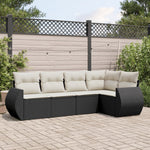 HKH 5 Pcs Conjunto Sofás de Jardim com Almofadões Vime Pe - Preto
