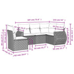 HKH 5 Pcs Conjunto Sofás de Jardim com Almofadões Vime Pe - Preto