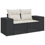 HKH 5 Pcs Conjunto Sofás de Jardim com Almofadões Vime Pe - Preto