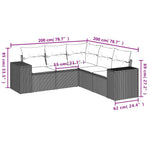 HKH 5 Pcs Conjunto Sofás de Jardim com Almofadões Vime Pe - Preto