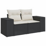 HKH 5 Pcs Conjunto Sofás de Jardim com Almofadões Vime Pe - Preto