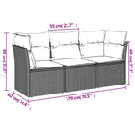 HKH 3 Pcs Conjunto de Sofás P/ Jardim com Almofadões Vime Pe - Bege