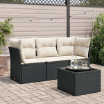 HKH 4 Pcs Conjunto de Sofás para Jardim C/ Almofadões Vime Pe - Preto