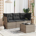 HKH 4 Pcs Conjunto Sofás de Jardim C/ Almofadões Vime Pe - Cinzento
