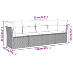 HKH 4 Pcs Conjunto de Sofás para Jardim C/ Almofadões Vime Pe - Bege