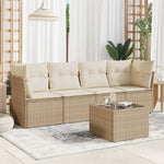 HKH 5 Pcs Conjunto de Sofás P/ Jardim com Almofadões Vime Pe - Bege