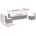 HKH 6 Pcs Conjunto Sofás de Jardim C/ Almofadões Vime Pe - Preto