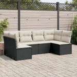 HKH 6 Pcs Conjunto Sofás de Jardim C/ Almofadões Vime Pe - Preto