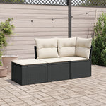 HKH 3 Pcs Conjunto Sofás de Jardim com Almofadões Vime Pe - Preto