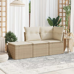 HKH 3 Pcs Conjunto de Sofás P/ Jardim com Almofadões Vime Pe - Bege