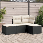 HKH 4 Pcs Conjunto de Sofás para Jardim C/ Almofadões Vime Pe - Preto