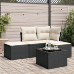 HKH 5 Pcs Conjunto Sofás de Jardim com Almofadões Vime Pe - Preto