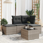 HKH 5 Pcs Conj. Sofás Jardim C/ Almofadões Vime Pe -claro - Cinzento