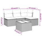 HKH 5 Pcs Conjunto Sofás de Jardim C/ Almofadões Vime Pe Cinzento - Cinzeto