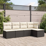 HKH 5 Pcs Conjunto Sofás de Jardim com Almofadões Vime Pe - Preto