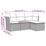 HKH 4 Pcs Conjunto de Sofás para Jardim C/ Almofadões Vime Pe - Preto