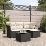 HKH 5 Pcs Conjunto Sofás de Jardim com Almofadões Vime Pe - Preto
