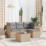 HKH 5 Pcs Conjunto de Sofás P/ Jardim com Almofadões Vime Pe - Bege