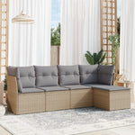 HKH 5 Pcs Conjunto de Sofás P/ Jardim com Almofadões Vime Pe - Bege