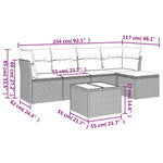 HKH 6 Pcs Conjunto Sofás de Jardim C/ Almofadões Vime Pe - Preto