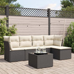 HKH 6 Pcs Conjunto Sofás de Jardim C/ Almofadões Vime Pe - Preto