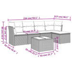 HKH 6 Pcs Conjunto Sofás de Jardim com Almofadões Vime - Cinzento